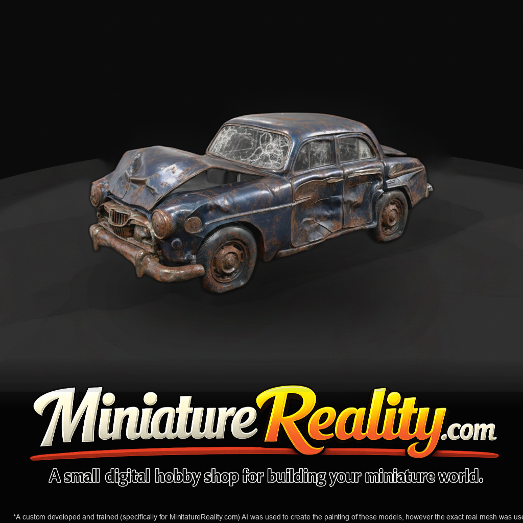 Vintage Style (2010s-2020s) — crashed modern vehicle