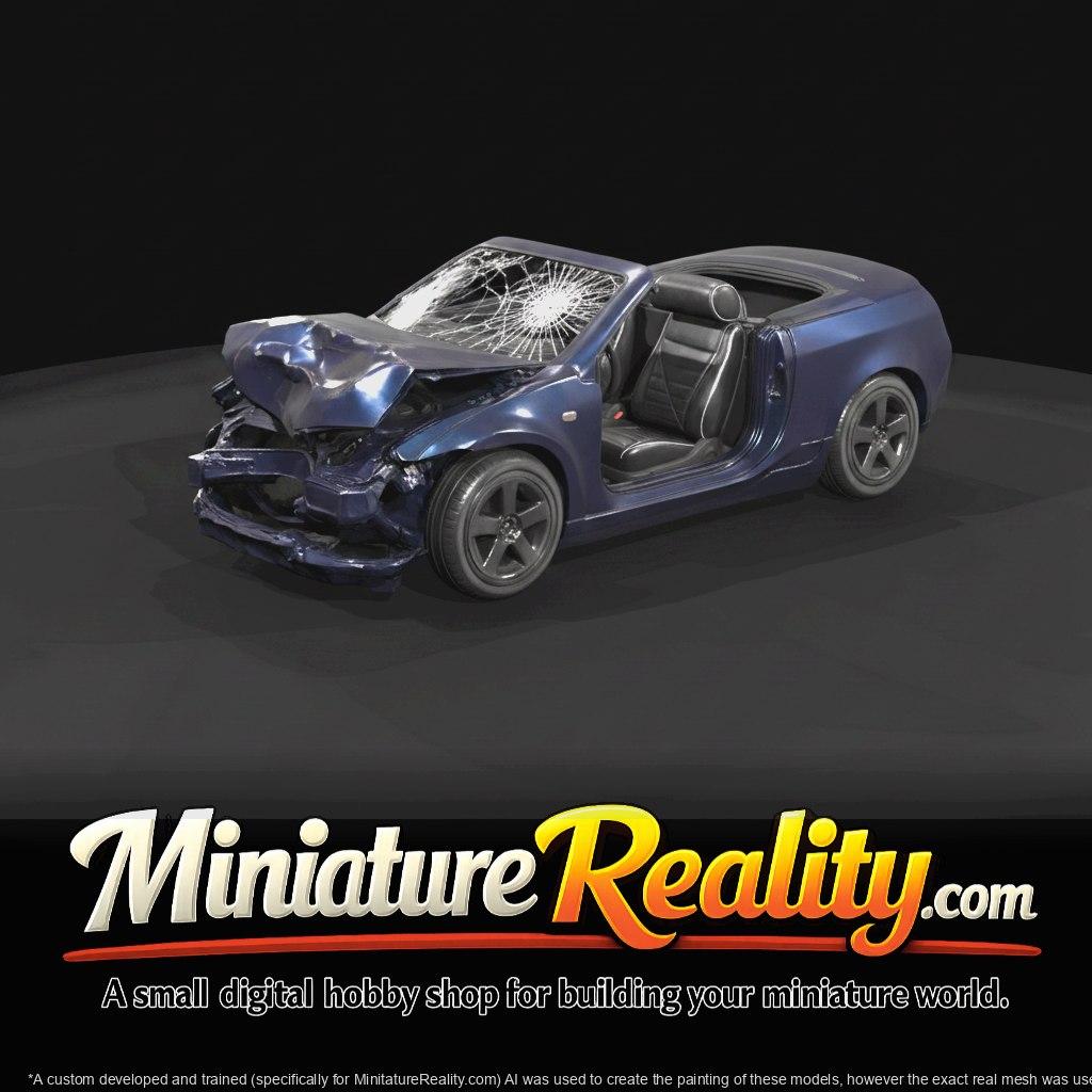 modern convertible (2010s–2020s) — damaged, soft-top up