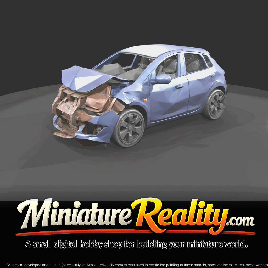 compact hatchback (2010s–2020s) — totaled, severe impact damage