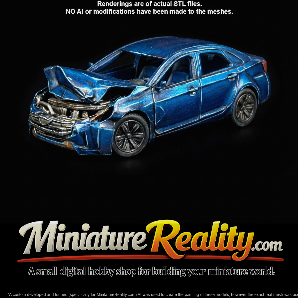 hybrid sedan (2010s–2020s) — totaled, total-loss damage