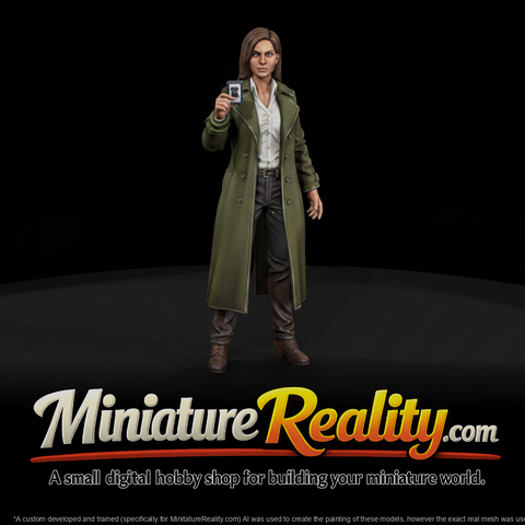 Detective Holding Up Her Badge miniature, three-quarter view