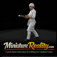Restaurant Chef Carrying a Skillet miniature, three-quarter view — thumbnail 1