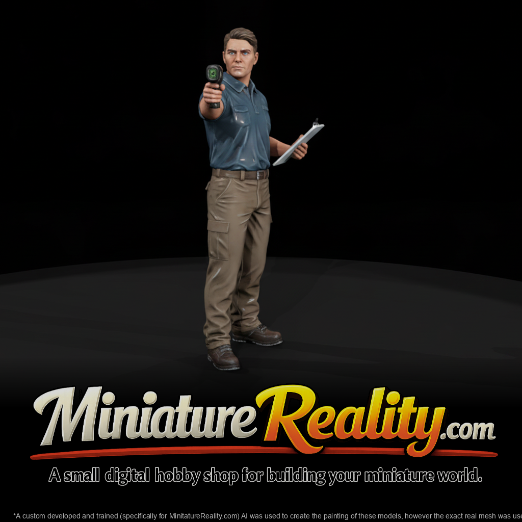 HVAC Service Technician with Thermometer miniature, three-quarter view