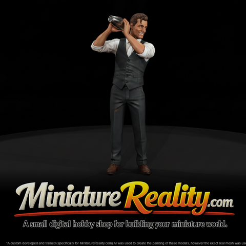 Cocktail Bartender Shaking Drinks miniature, three-quarter view