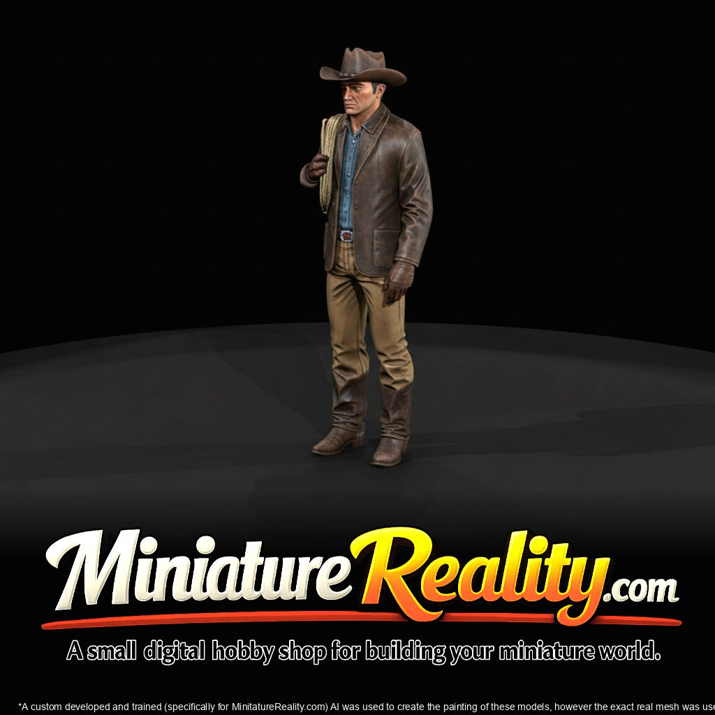 Western Middle age Cowboy with Rope