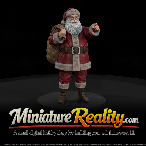 Santa Claus with Toy Sack miniature, three-quarter view