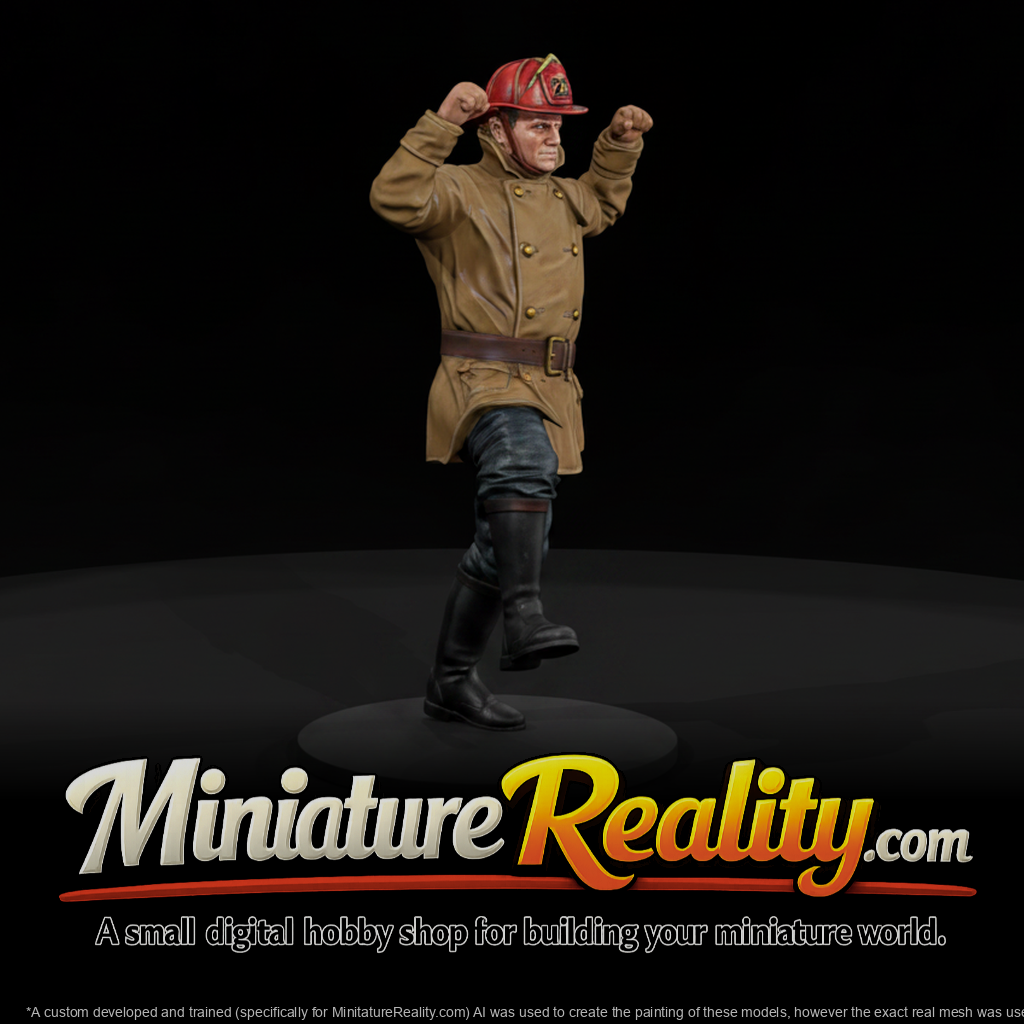 1950s Firefighter Climbing miniature, three-quarter view
