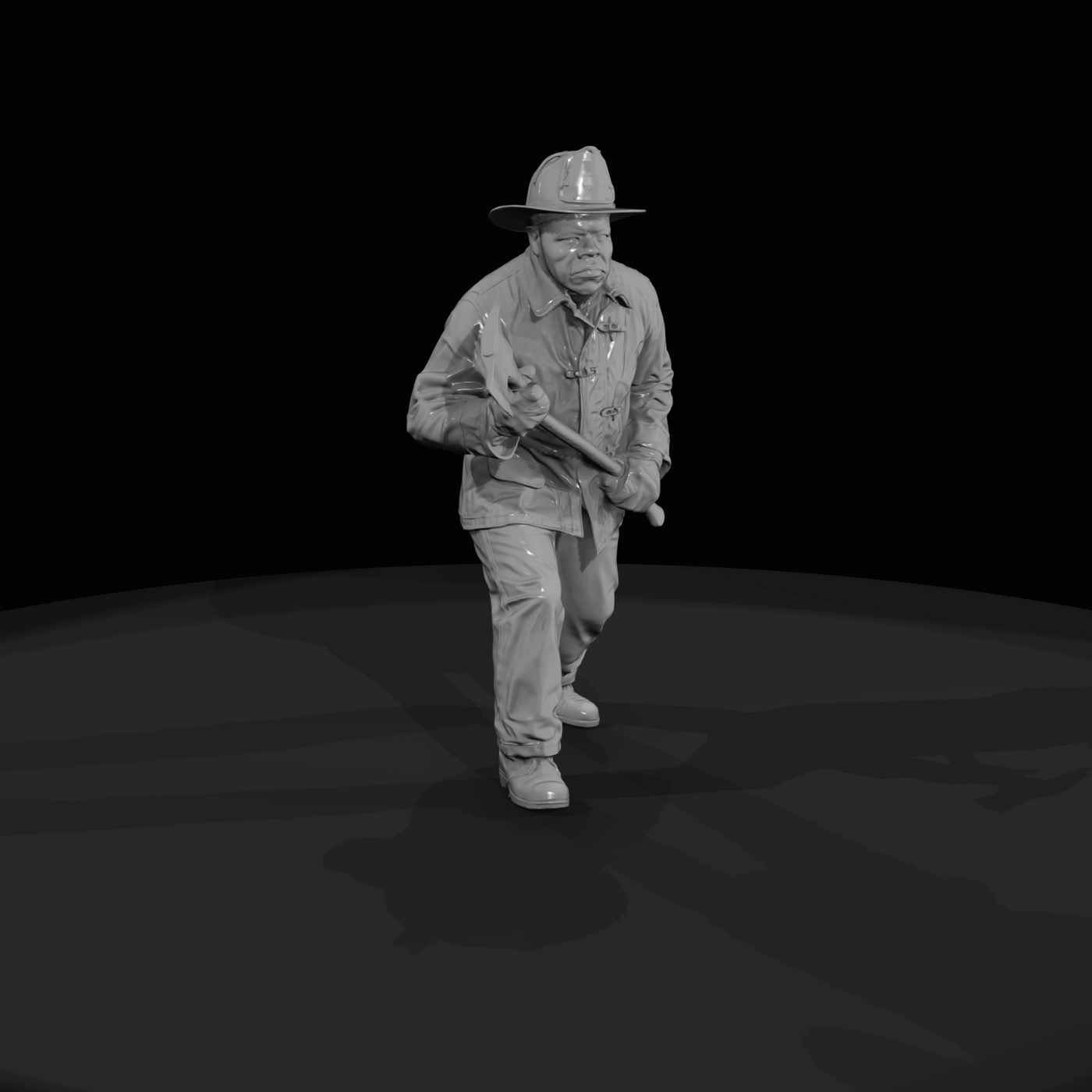 Firefighter Figure (1950s) — Charging Fire with Ax
