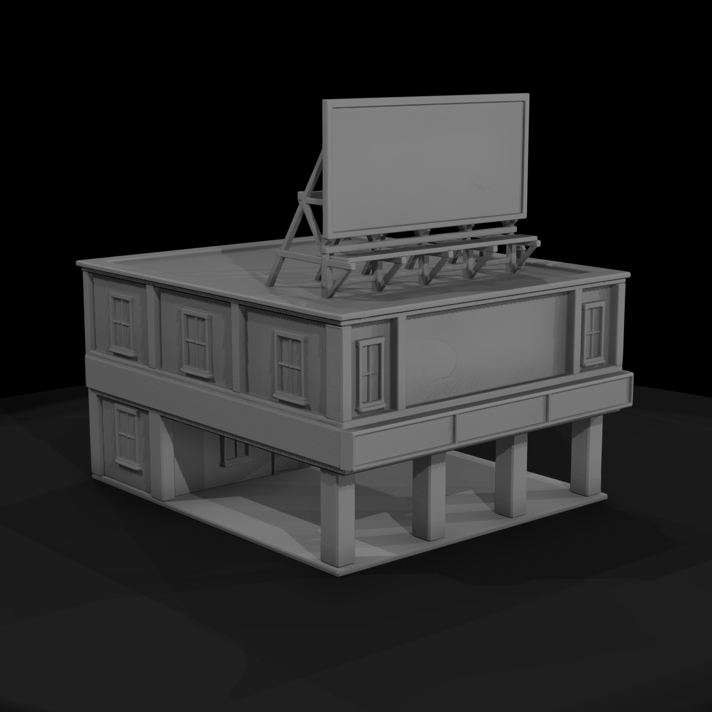 Two-Story Service Garage with Rooftop Billboard