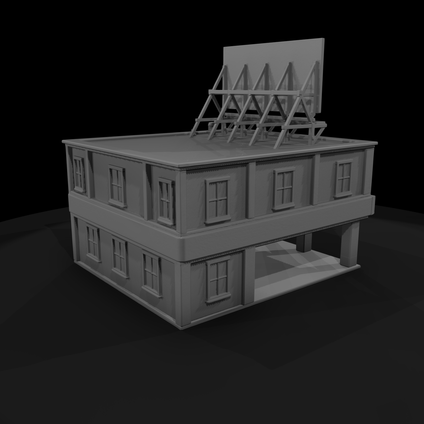 Two-Story Service Garage with Rooftop Billboard