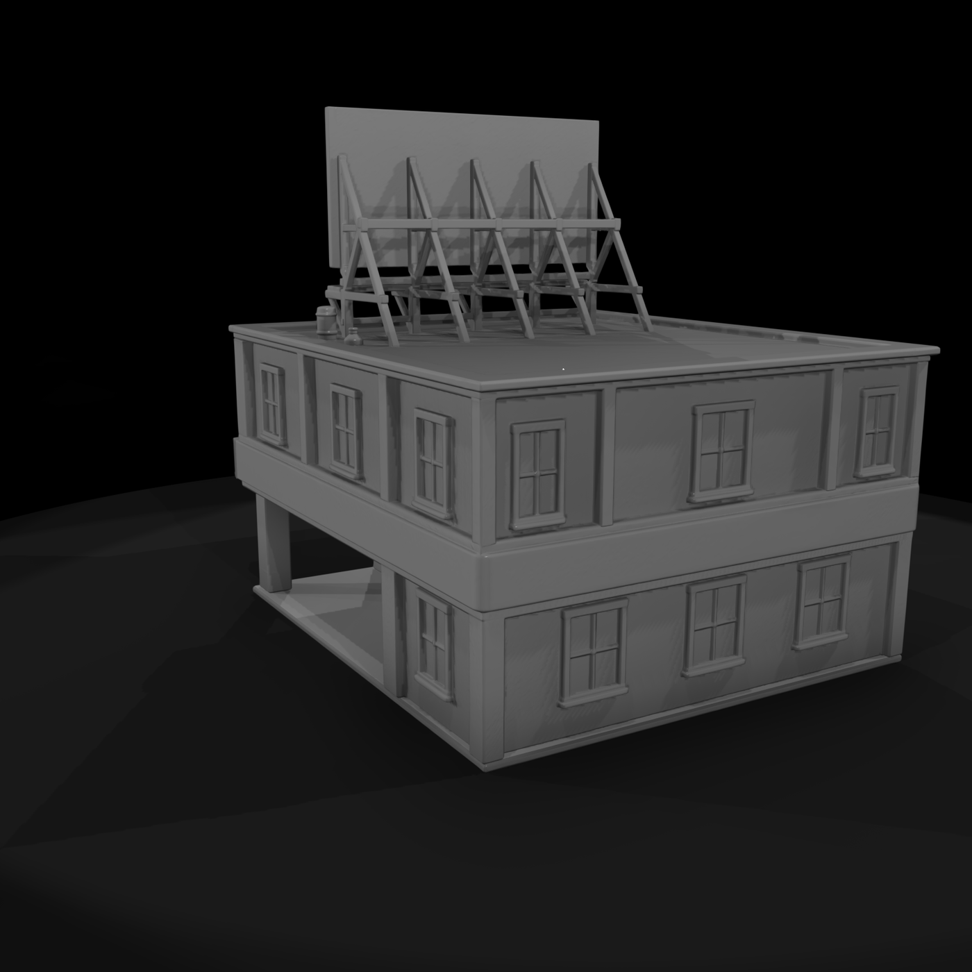 Two-Story Service Garage with Rooftop Billboard