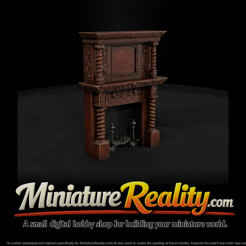 Antique Carved Oak Fireplace Mantel