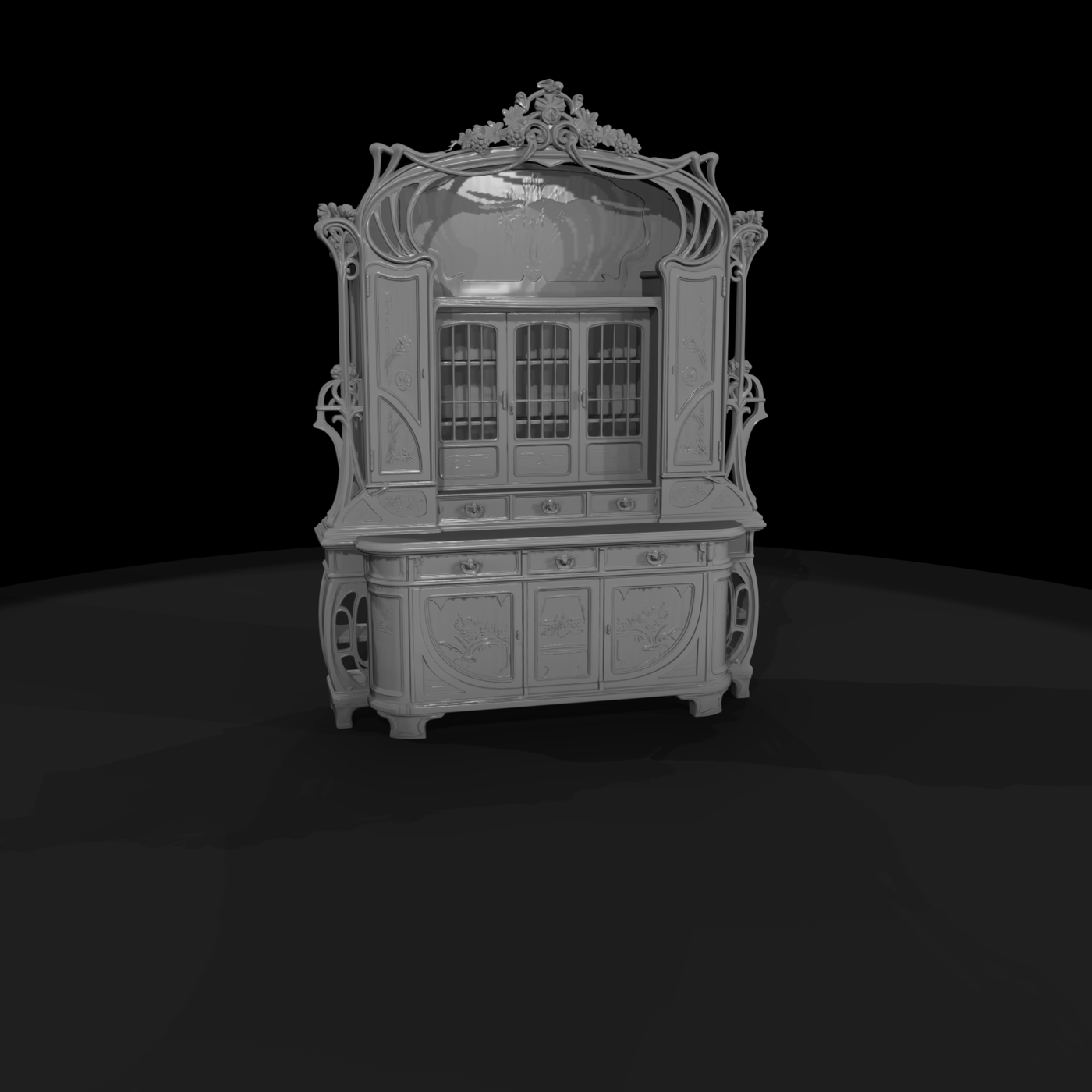Art Nouveau Hutch Sideboard