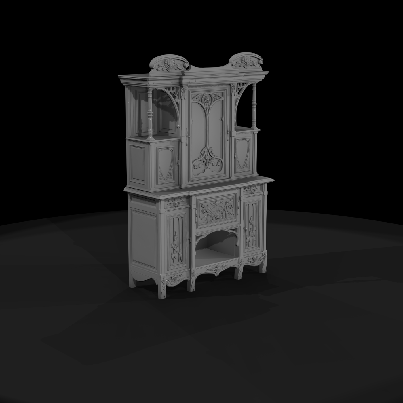 Antique Ornate Buffet Hutch