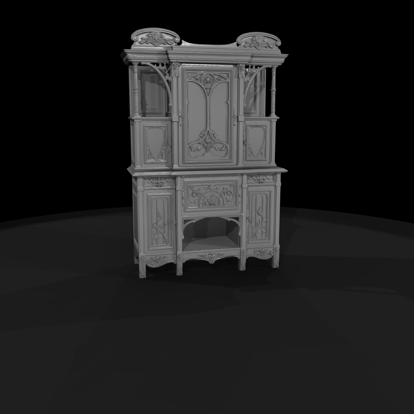 Antique Ornate Buffet Hutch