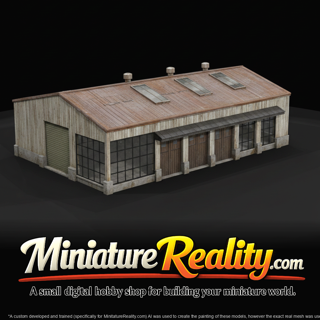 Modern Metal building with loading doors and glass windows