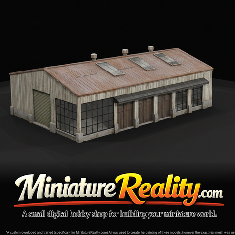 Modern Metal building with loading doors and glass windows