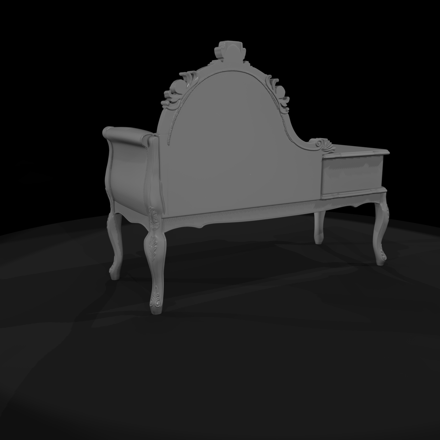 Victorian settee with side table and drawer