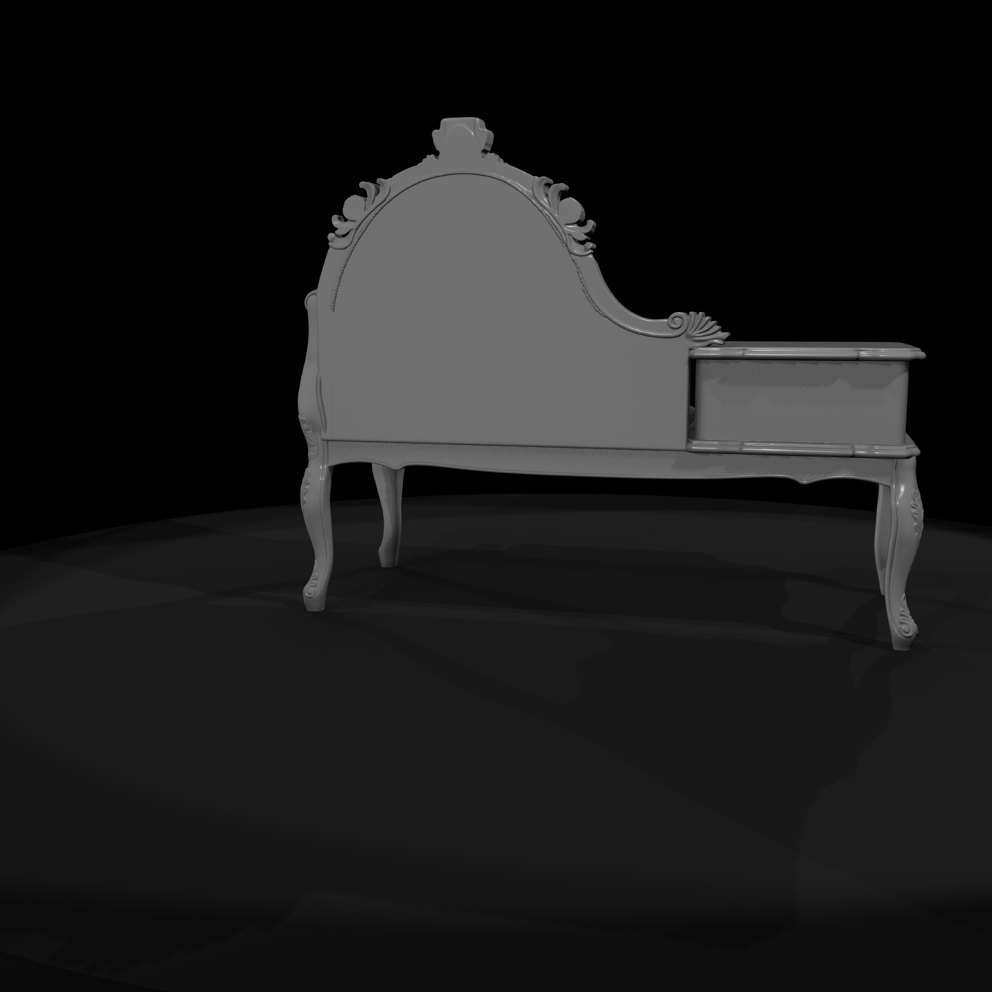 Victorian settee with side table and drawer