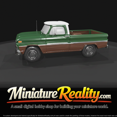 regular-cab pickup truck, wood-rail bed (1960s) — unbranded American long-bed