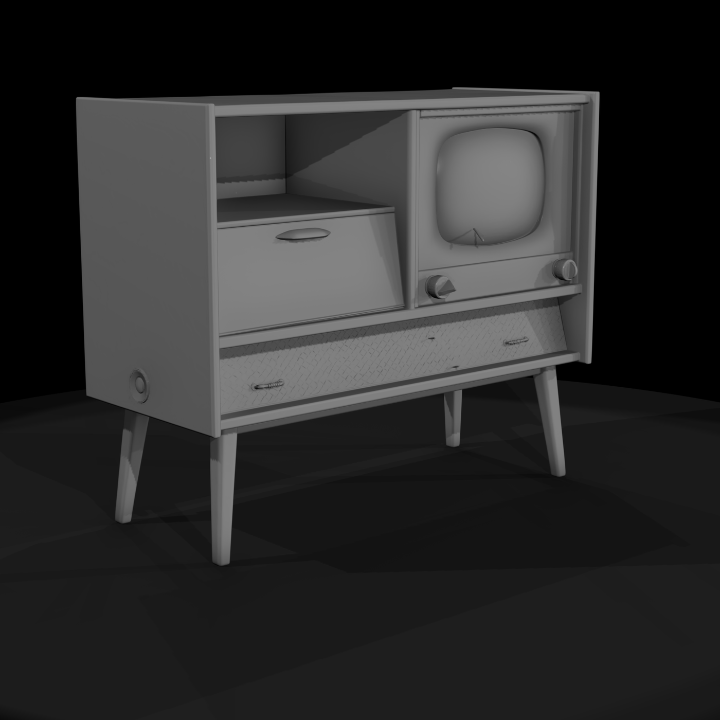 Mid-Century TV Console Prop