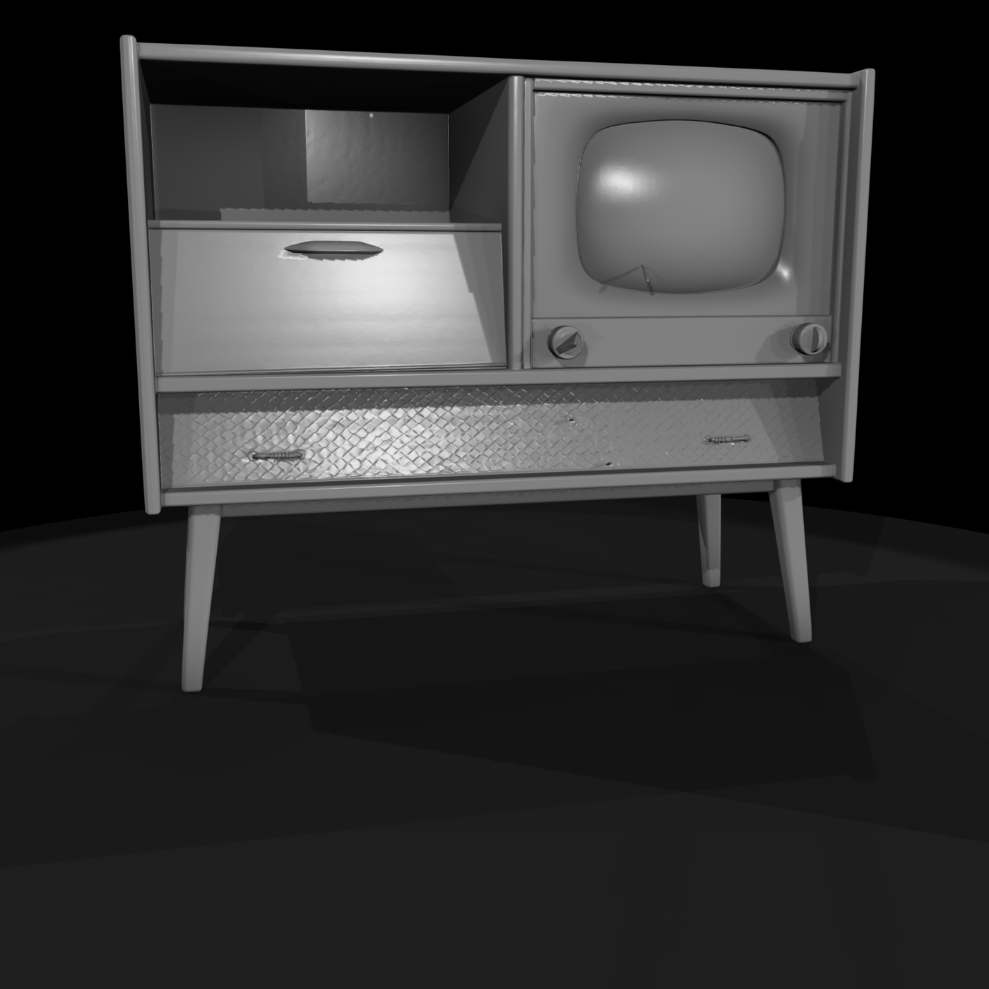 Mid-Century TV Console Prop