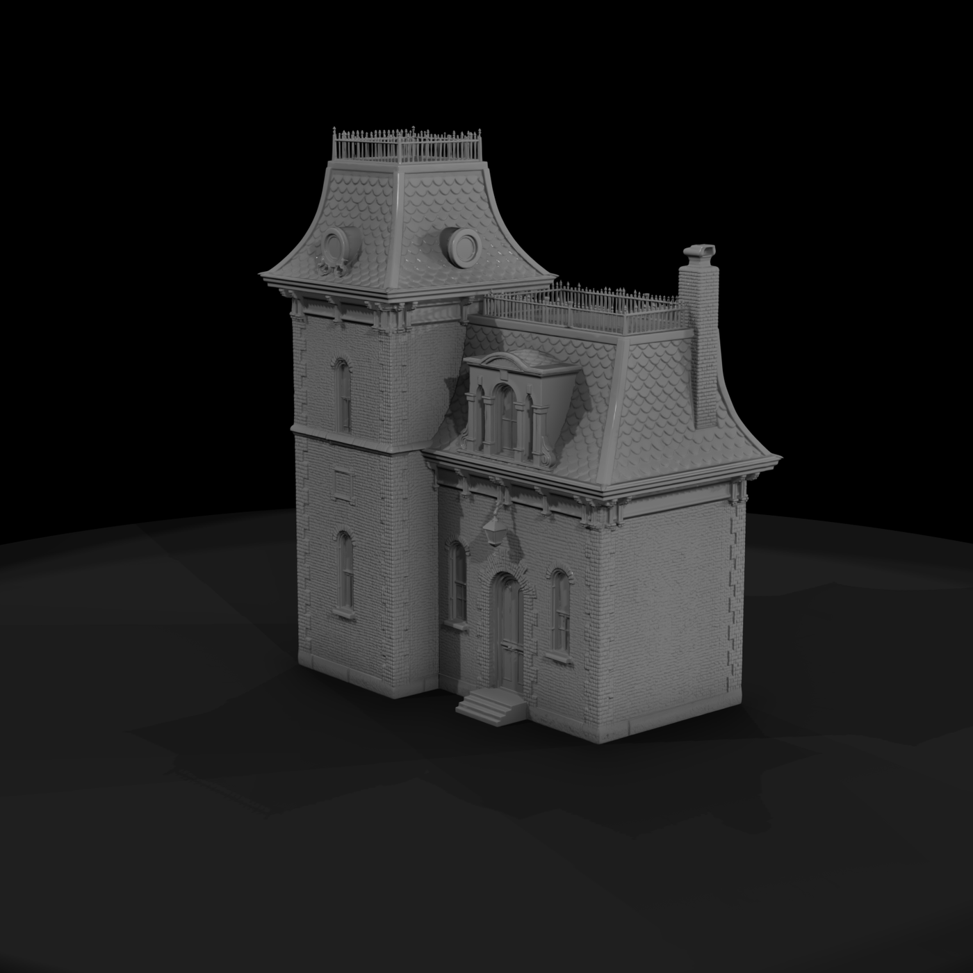 Victorian Mansard Facade w Tower