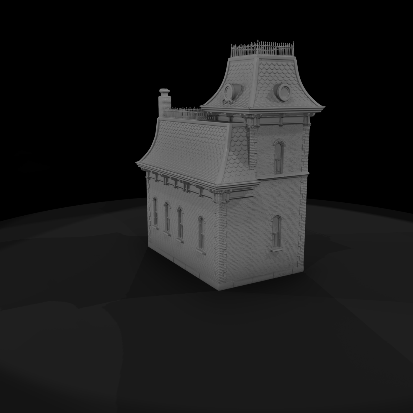 Victorian Mansard Facade w Tower