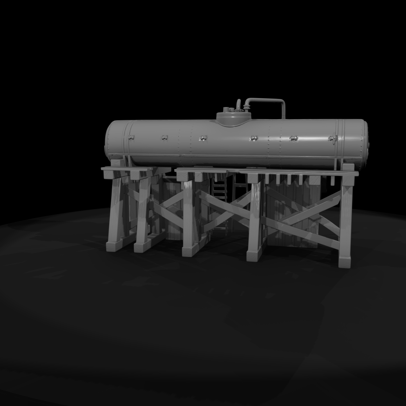 Horizontal Storage Tank on Trestles