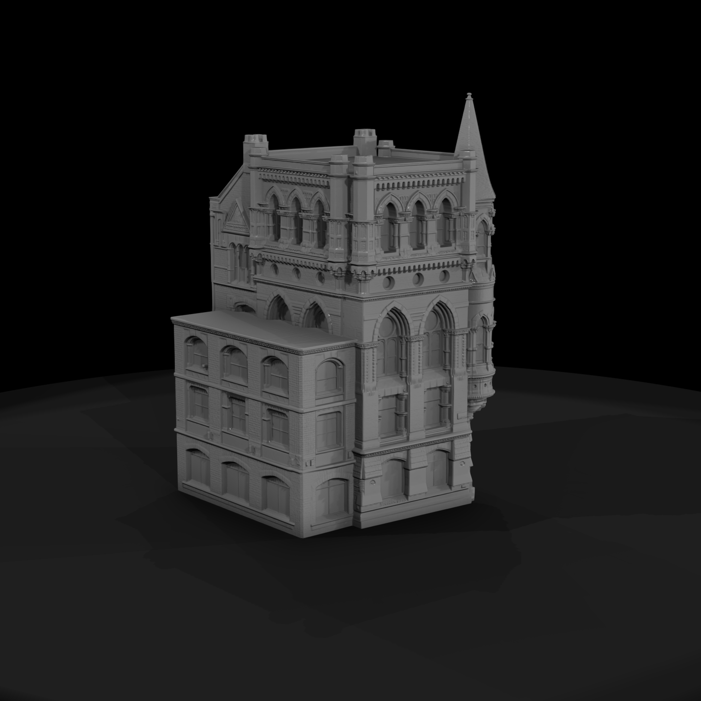 Victorian Corner Facade with Turret