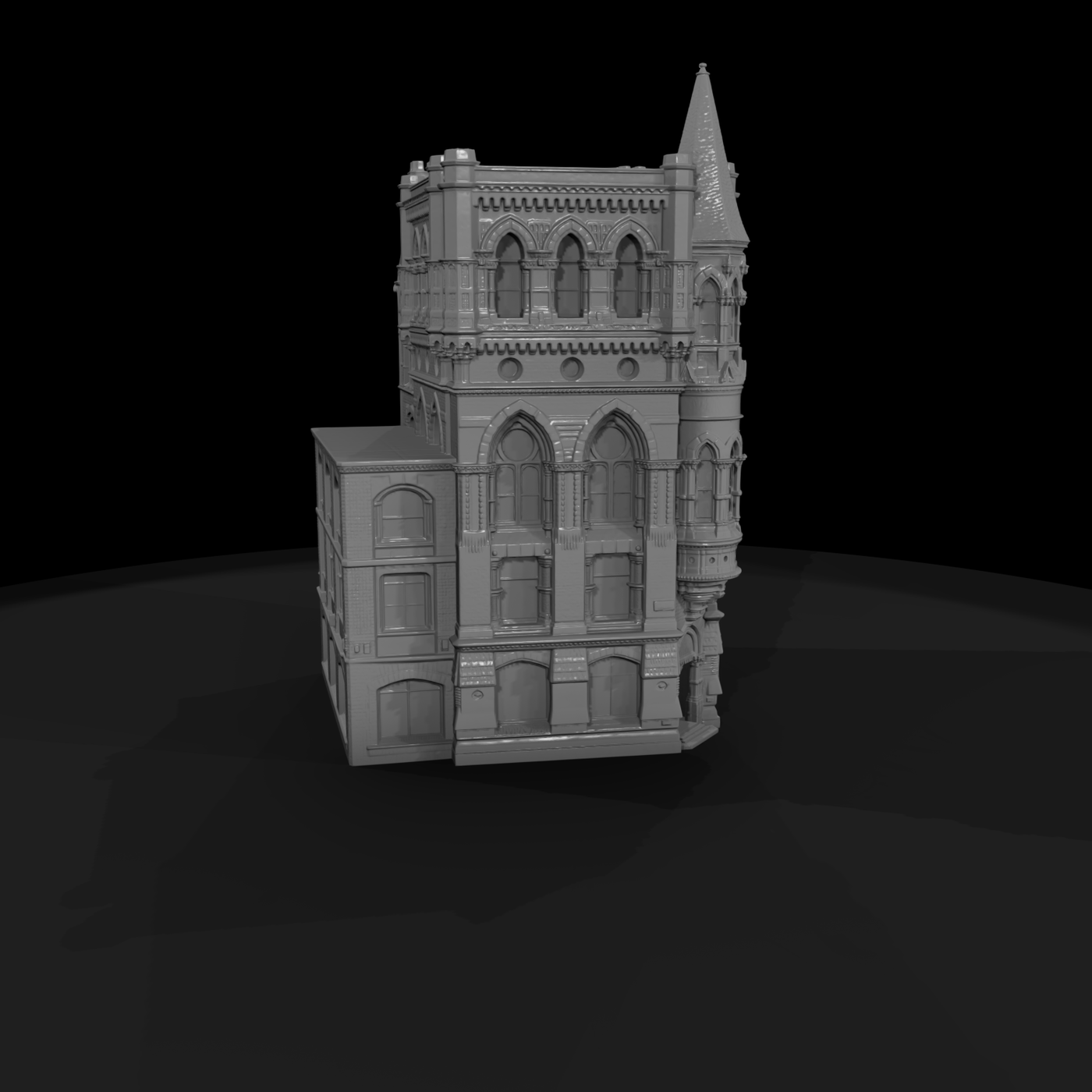 Victorian Corner Facade with Turret