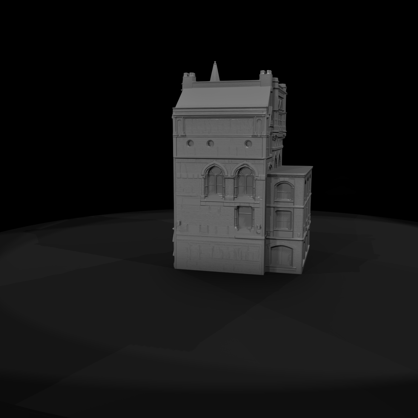 Victorian Corner Facade with Turret