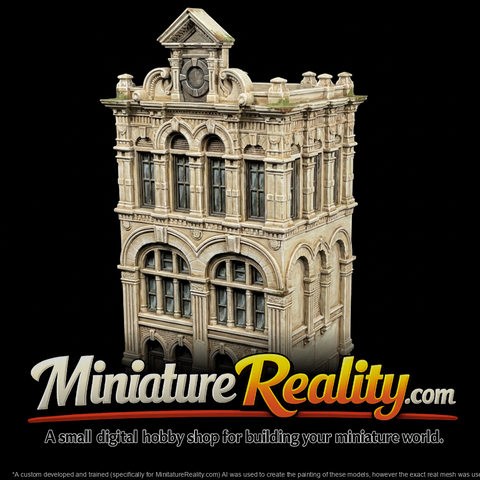 Victorian Commercial Facade with Clock — Diorama