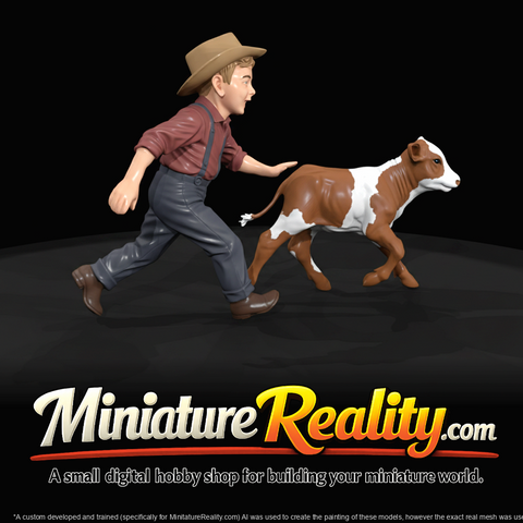 running boy with dog figurine
