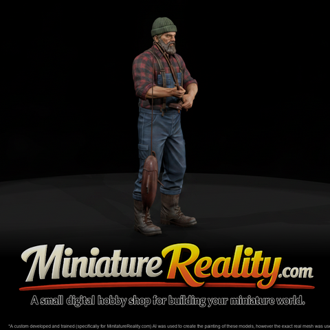 1890s Lumberjack Fishing miniature, three-quarter view