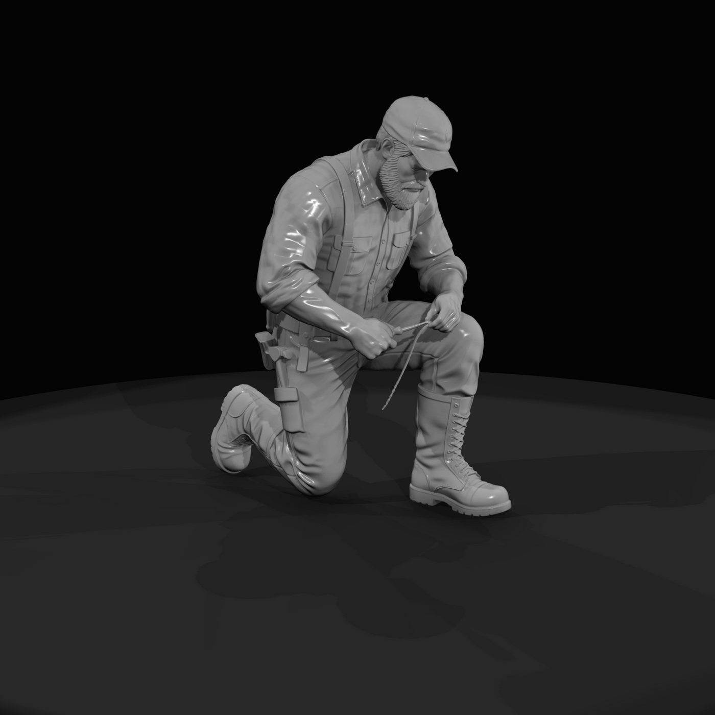 Lumberjack Figure (1890s) — Repairing Boots