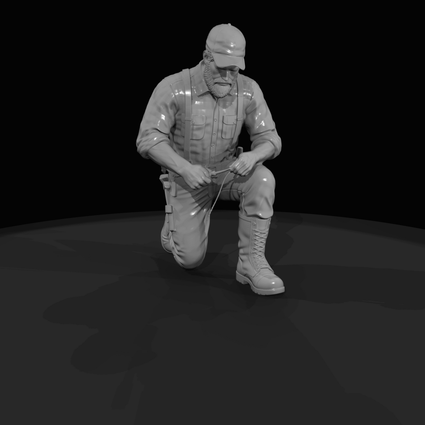 Lumberjack Figure (1890s) — Repairing Boots