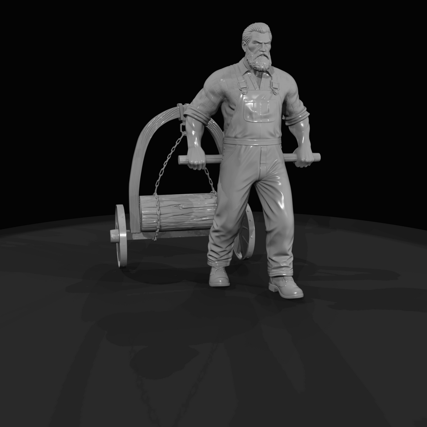 Lumberjack Figure (1890s) — With Log