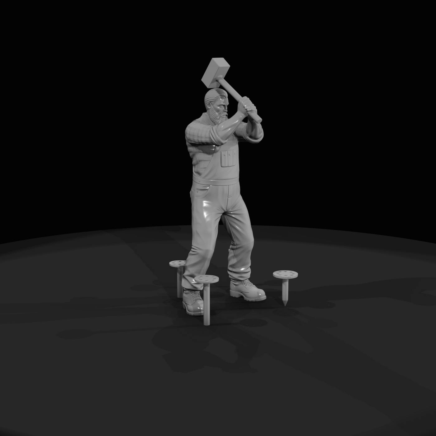 Lumberjack Figure (1890s) — With Sledgehammer