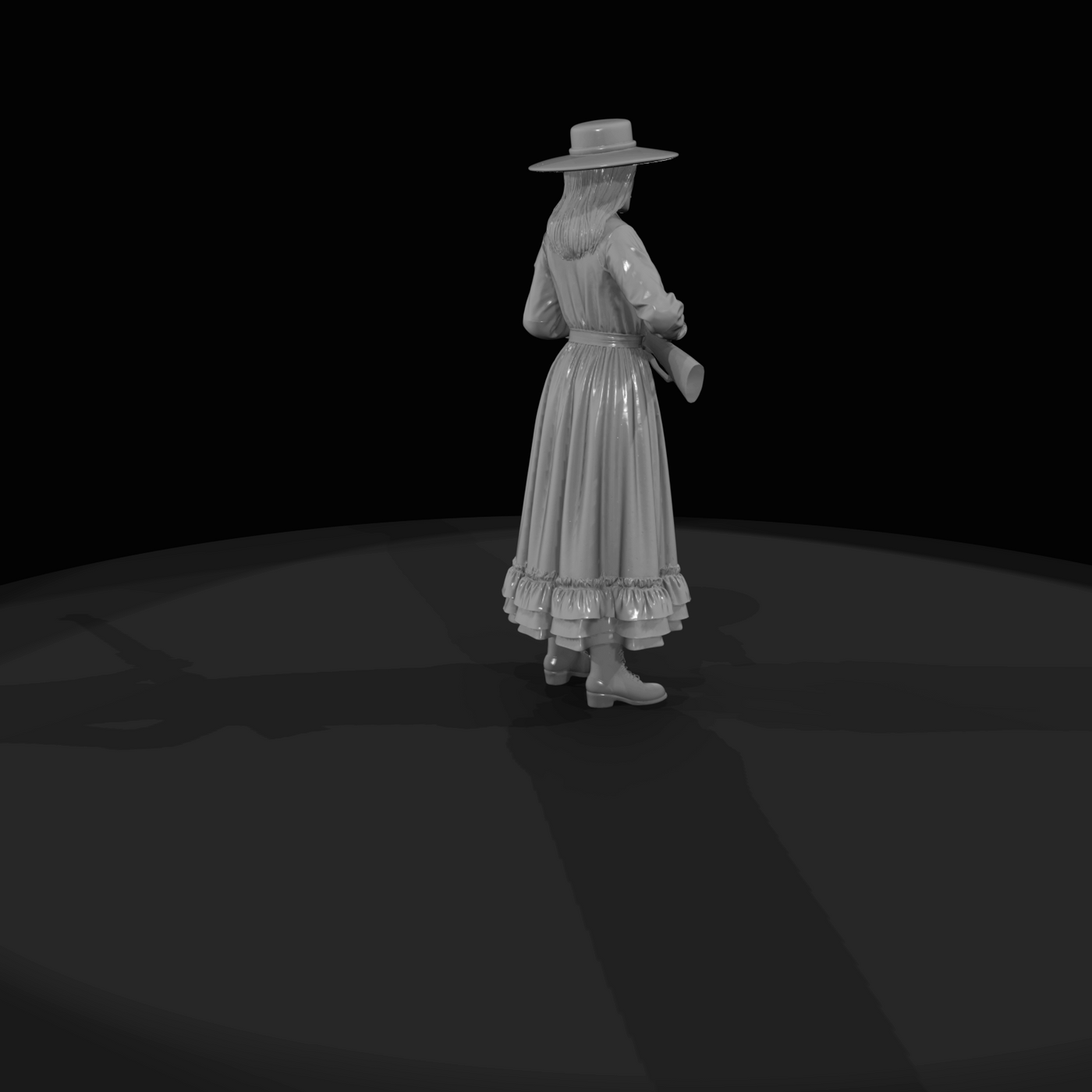 Western woman with rifle and hat