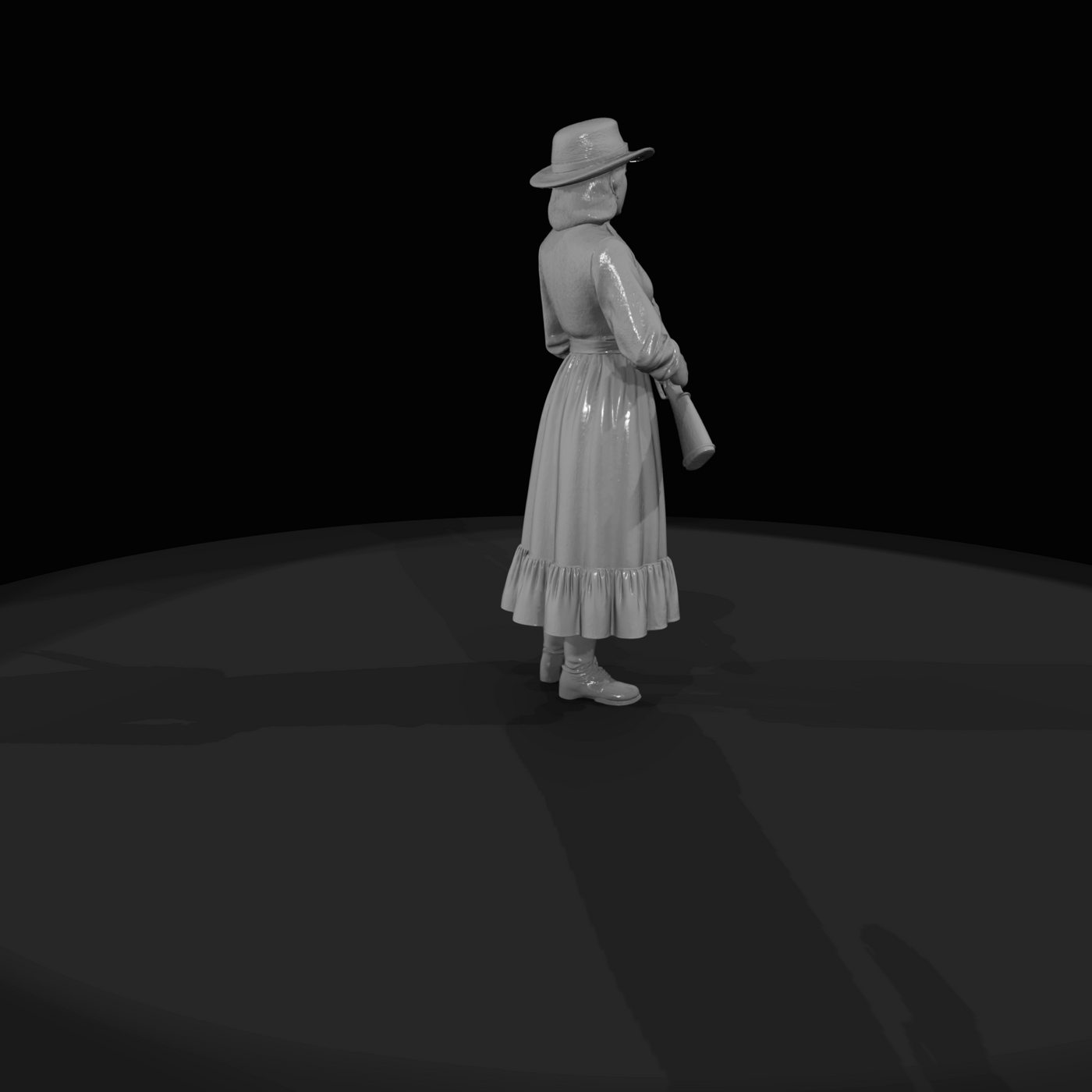 Western woman with rifle and hat
