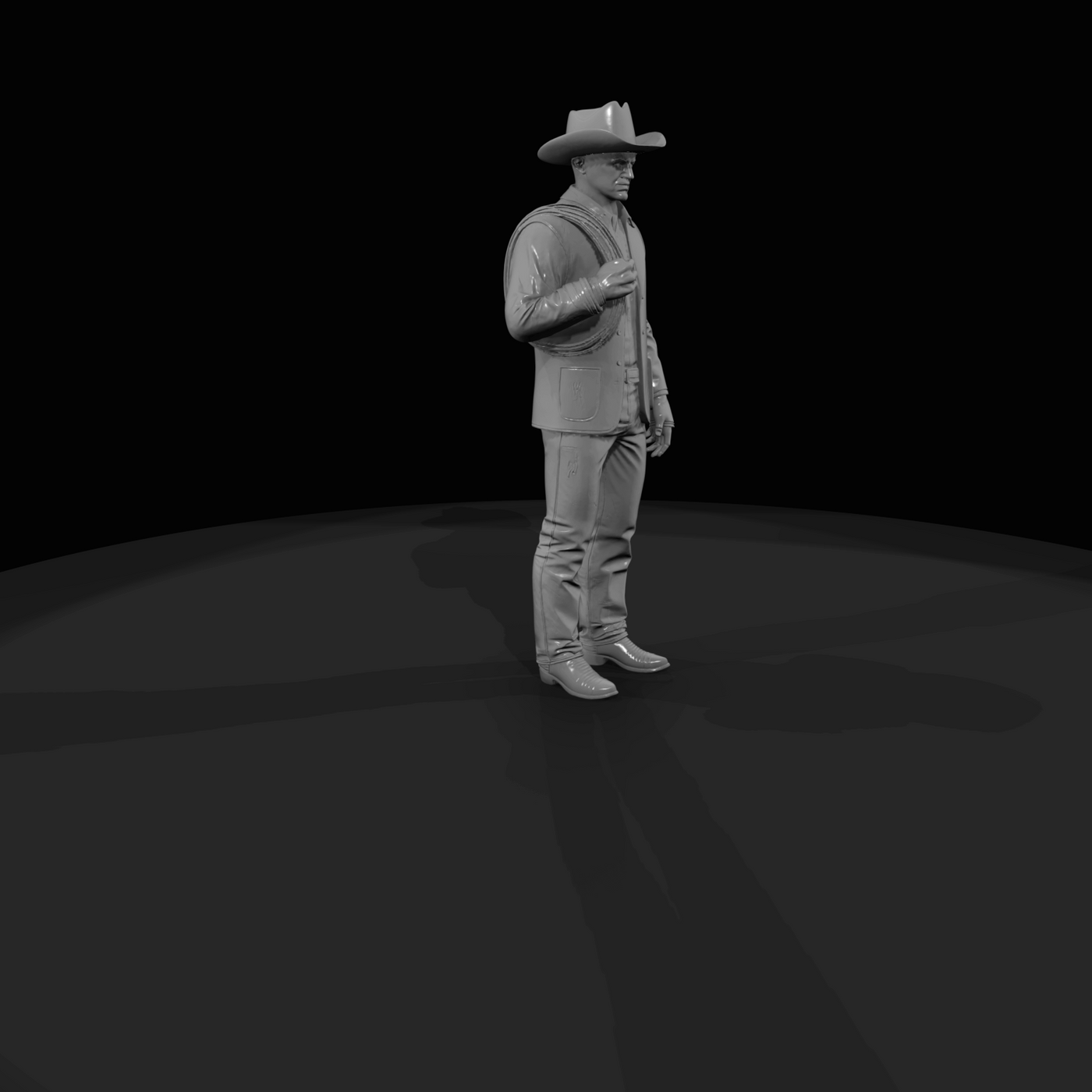 Western Middle age Cowboy with Rope