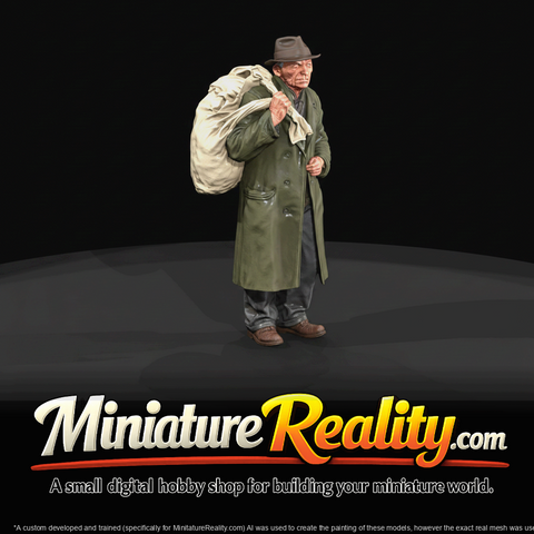 1920-40s Hobos man with bag 3d