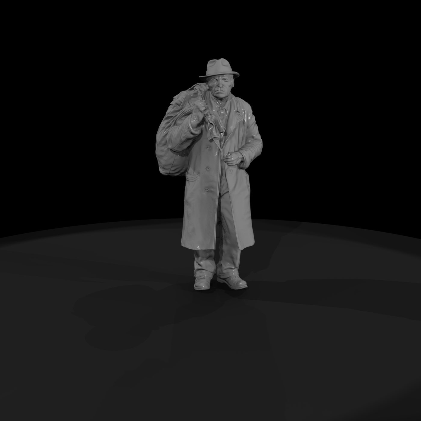 1920-40s Hobos man with bag 3d