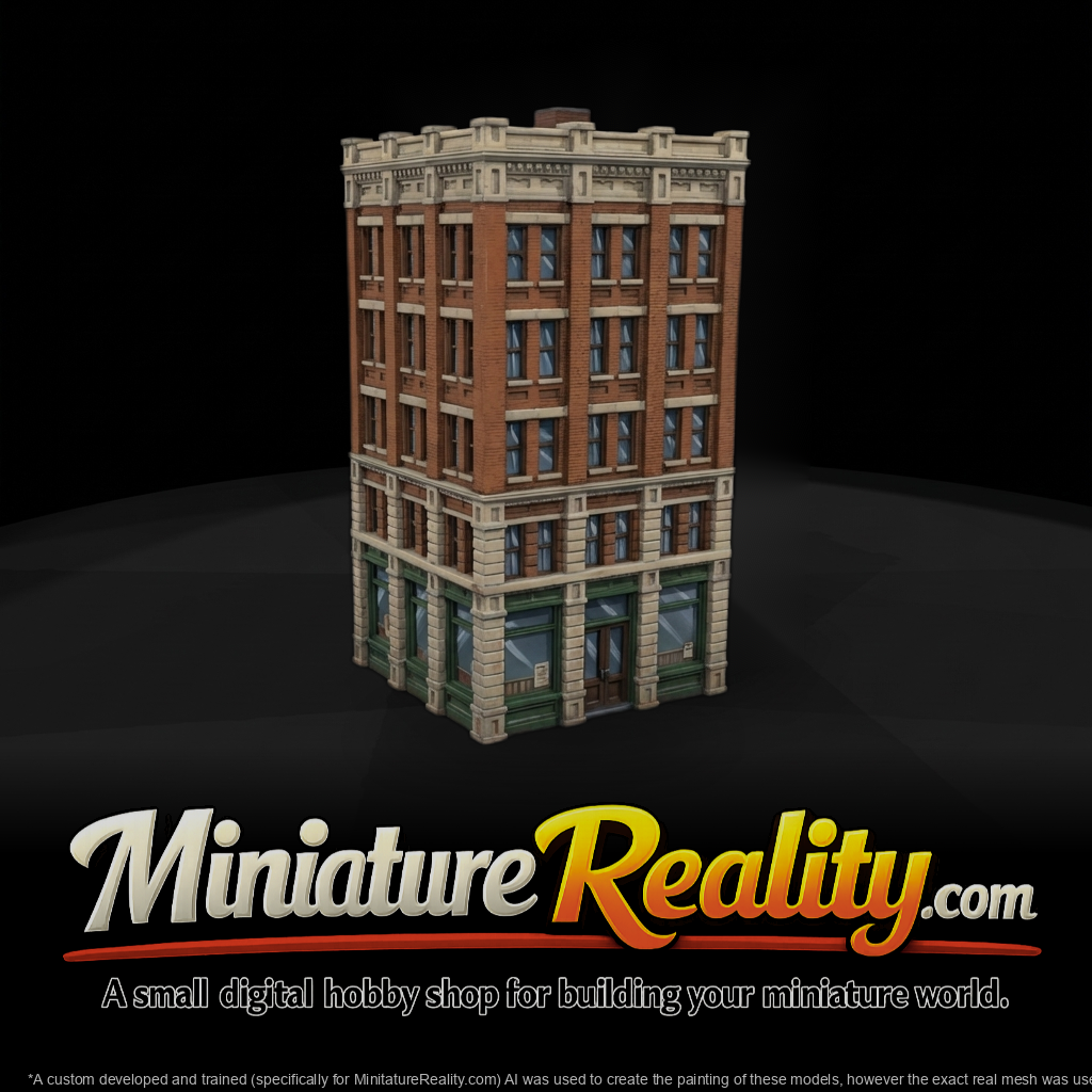 1920s Corner Brick Shopfront for Dioramas & HO Layouts