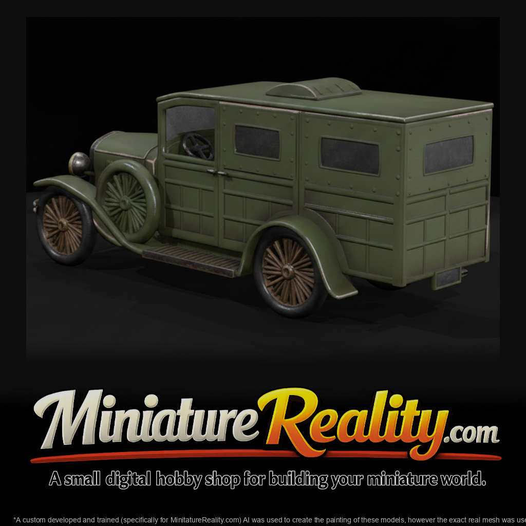 1922 Model Armored Car, three-quarter view