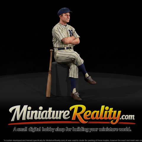1930s Baseball Player (Seated) miniature, three-quarter view