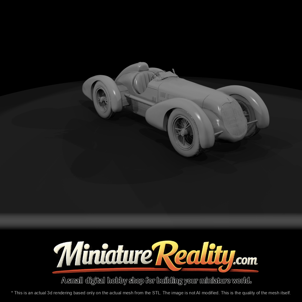 1930s racing roadster with open cockpit (1930s) — green, wire-spoke wheels, pre-war track car