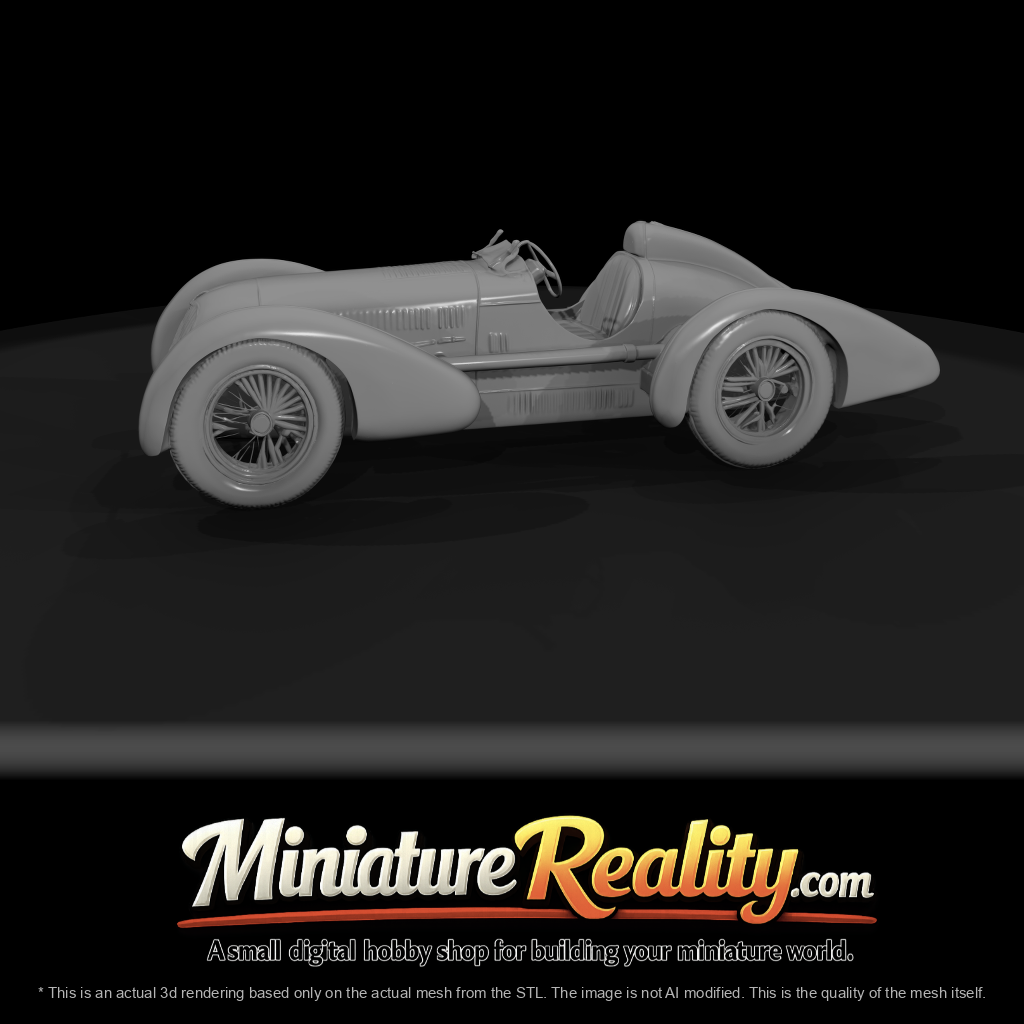 1930s racing roadster with open cockpit (1930s) — green, wire-spoke wheels, pre-war track car