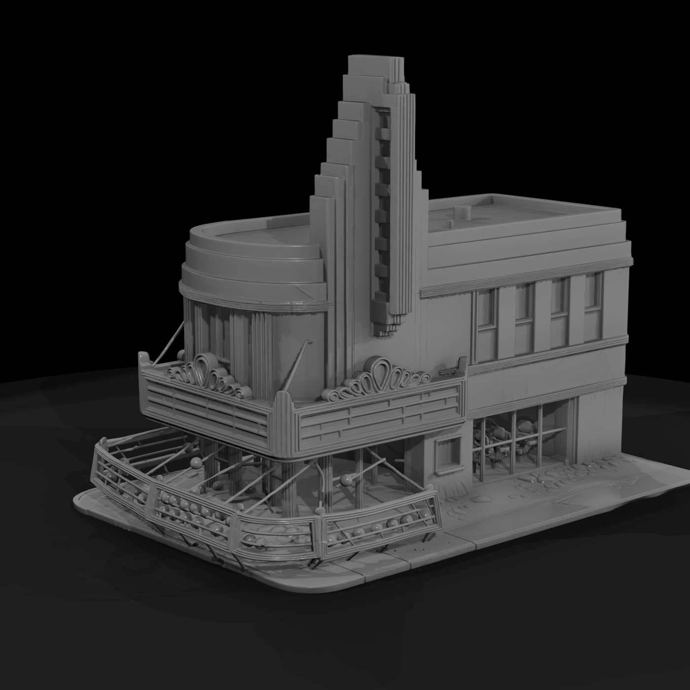 Ruined Streamline Moderne Movie Theater